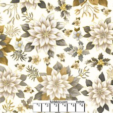 Joyous Garden White Tan Cotton Quilt Back