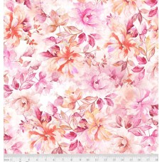 Emma Pink Watercolor Cotton Quilt Back
