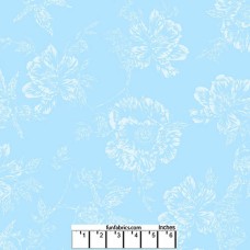 Shadow Flower Sky Blue Cotton Quilt Back