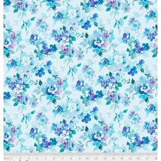 Carolyn Blue Watercolor Cotton Quilt Back