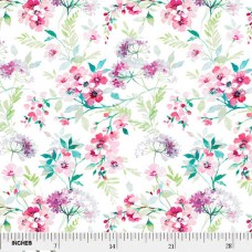Lauren Red Flowers Watercolor Cotton Quilt Back