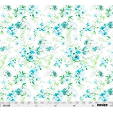 Lauren Blue Green Watercolor Cotton Quilt Back