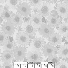 Sunflower Whisper Lt Gray Cotton Quilt Back
