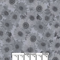 Sunflower Whisper Med Gray Cotton Quilt Back