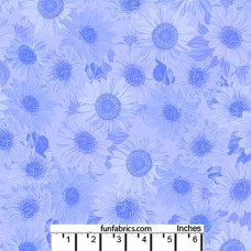 Sunflower Whisper CornBlue Cotton Quilt Back
