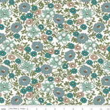 Prairie Flower Teal Cotton Quilt Back