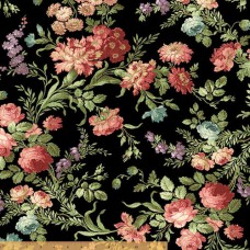 Classic Floral Black Cotton Quilt Back