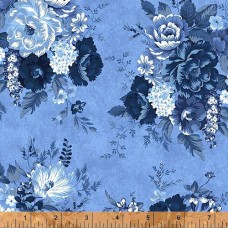 Harpersfield Floral Cornflower Cotton Quilt Back
