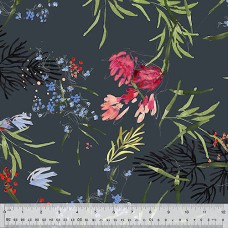 Meadow Floral Slate Cotton Quilt Back