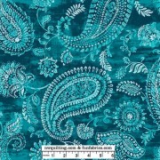 Bohemia Teal Paisley 108 Wide Quilt Back