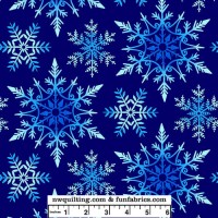 Crystal Frost Blue Snowflakes Cotton Quilt Back