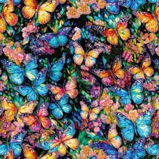 Stained Glass Butterflies Cotton Quilt Back