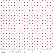 Red Swiss Dot White Cotton Quilt Back