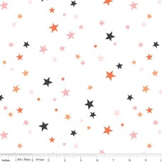 Colorful Stars White Cotton Quilt Back