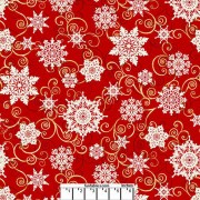 Red Snowflakes Wide Cotton