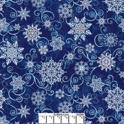 Deep Blue Snowflakes Wide Cotton