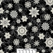 Black Snowflakes Wide Cotton