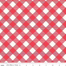Bee Ginghams Red Plaid Cotton Quilt Back