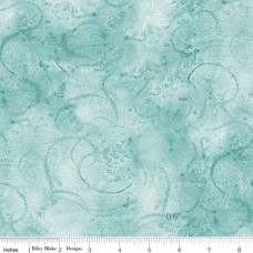 Aqua Watercolor Swirl Cotton Quilt Back