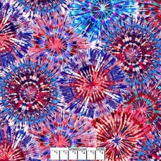 Red Blue Starburst Cotton Quilt Back