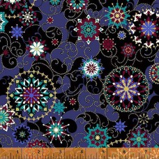 Winter Medallion Black Cotton Quilt Back