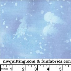 Sky Blue Fossil Fern Cotton Quilt Back